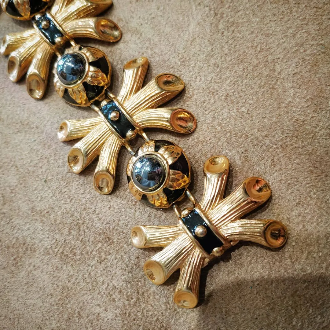 Fendi Vintage Gold Black Statement bracelet