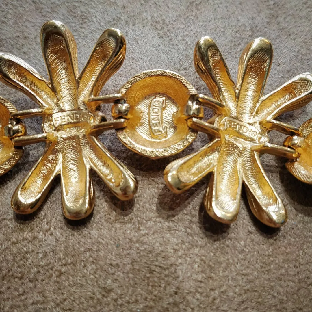 Fendi Vintage Gold Black Statement bracelet