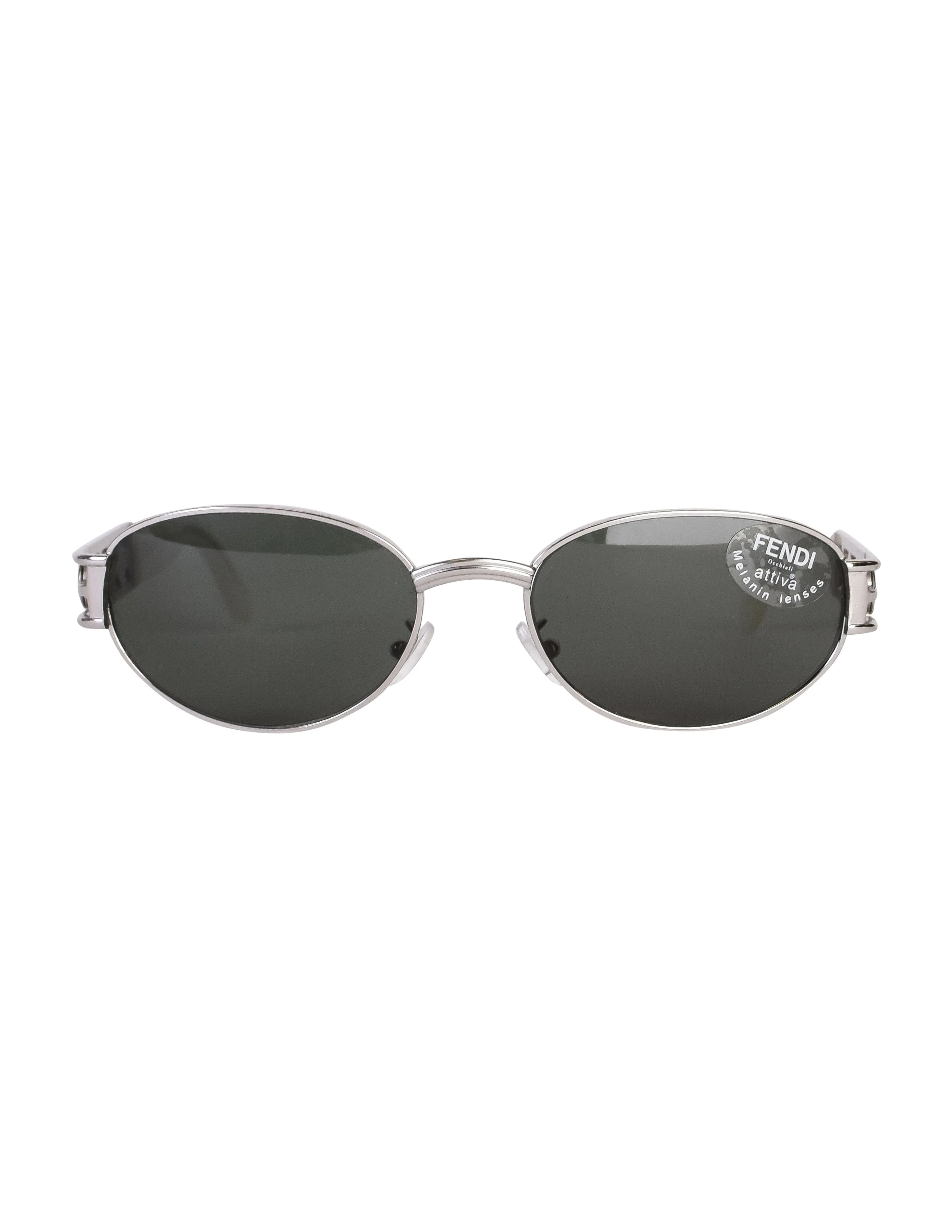 Fendi Vintage Silver Palladium Spell Out Side Frosted Acrylic Sunglasses