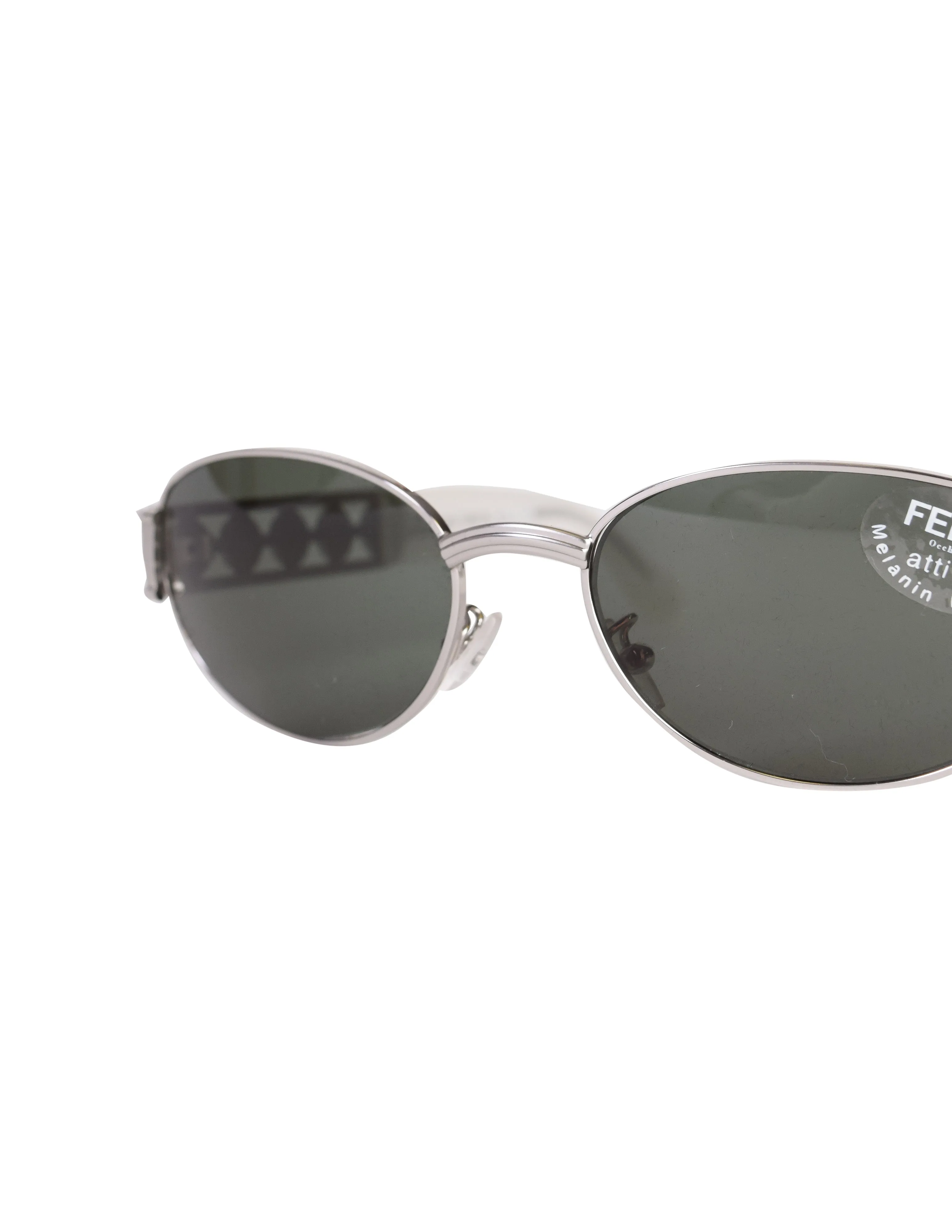 Fendi Vintage Silver Palladium Spell Out Side Frosted Acrylic Sunglasses