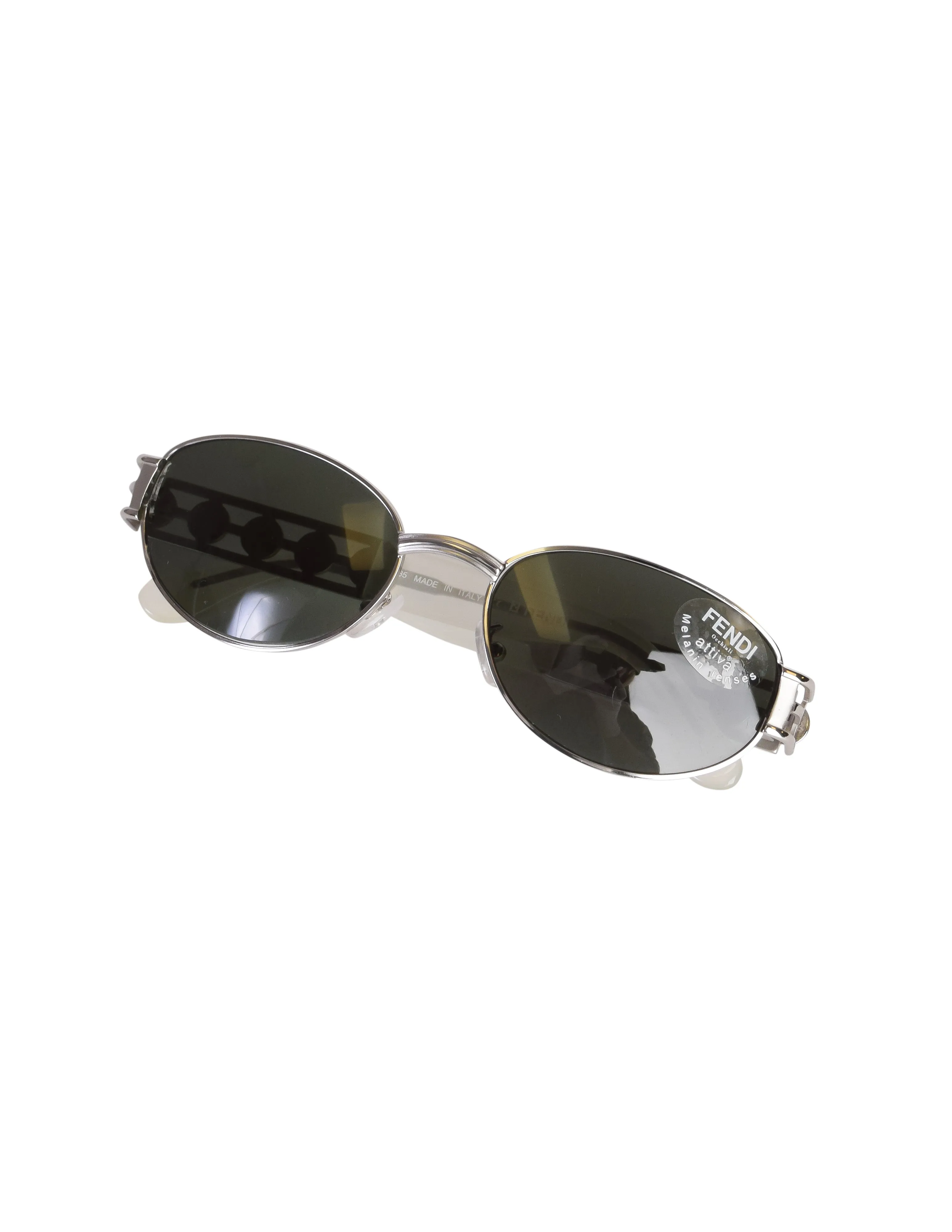 Fendi Vintage Silver Palladium Spell Out Side Frosted Acrylic Sunglasses