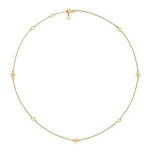 GC Interlocking G 18ct Yellow Gold Diamond Star Necklace D