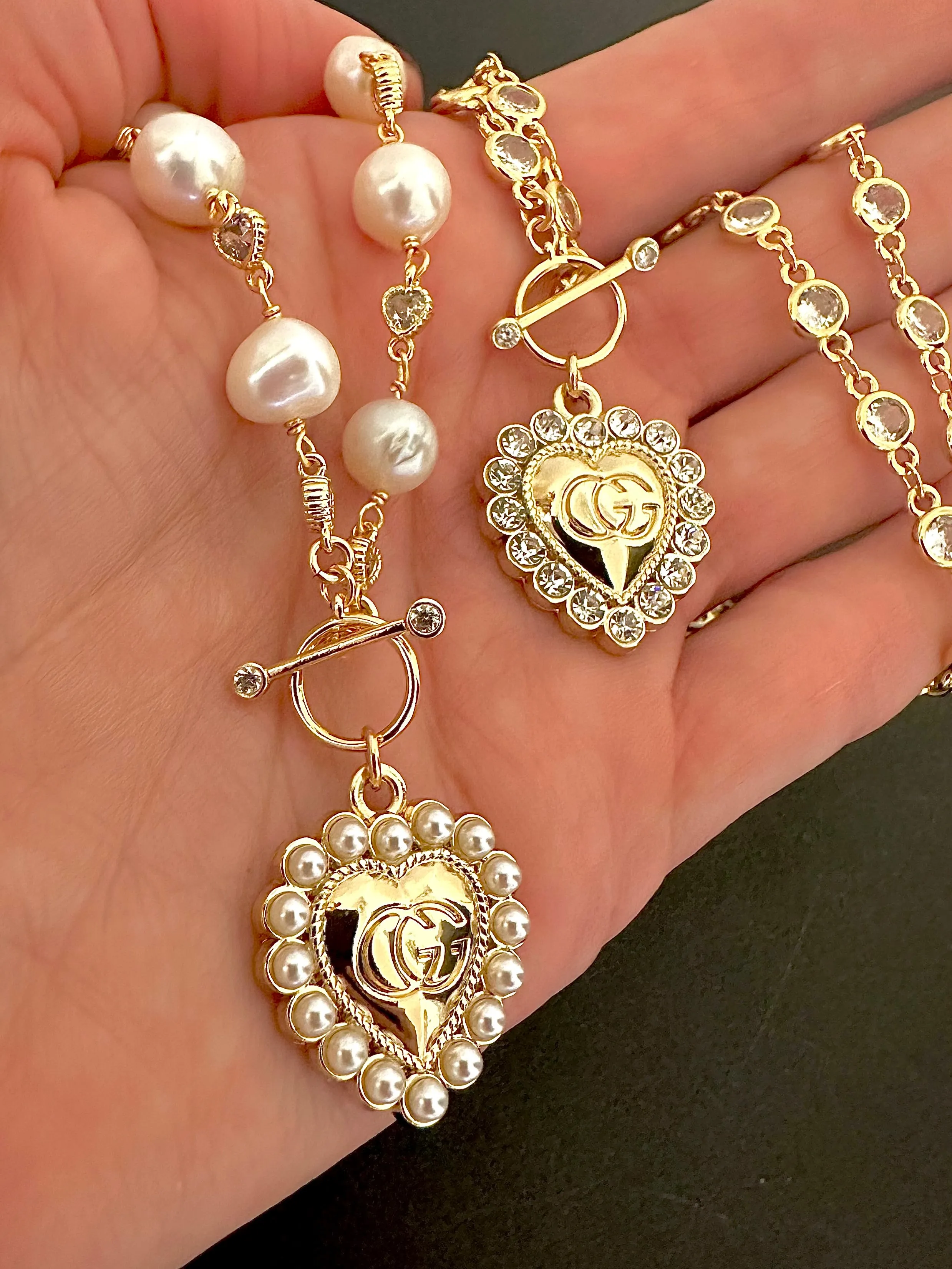 GG CZ Heart Necklace