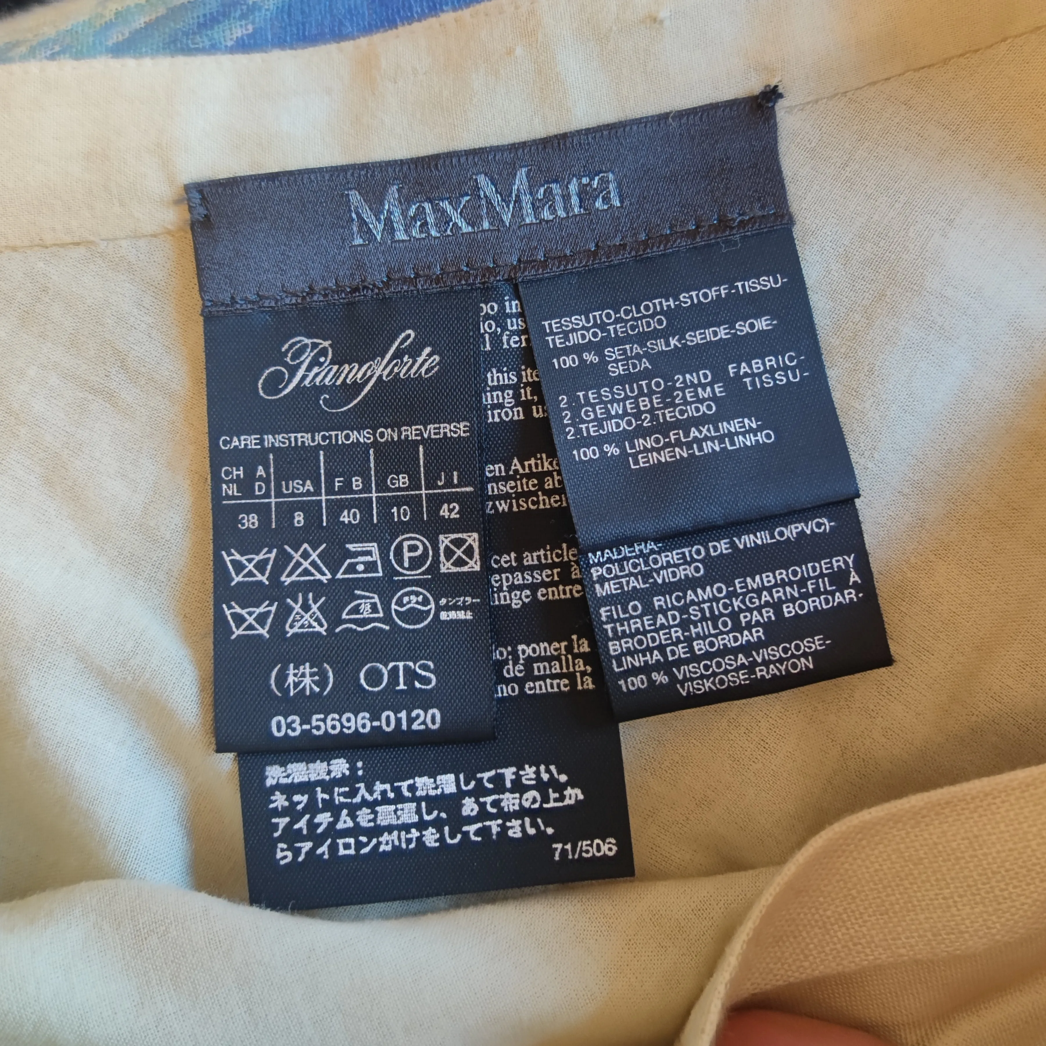 Gonna Max Mara in seta e lino con ricami