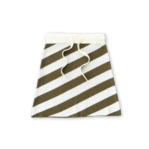 Grown Diagonal Stripe Knit Skirt - Coffee