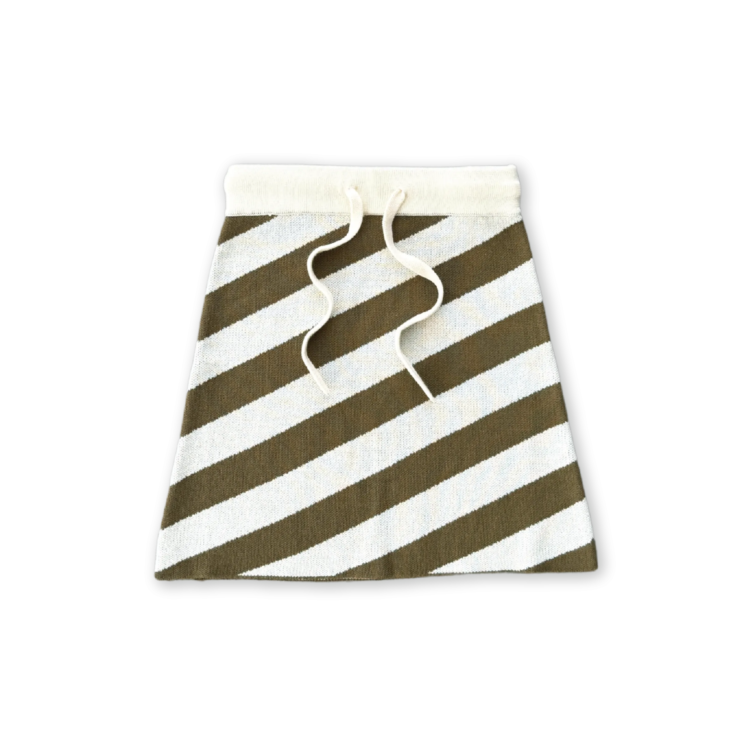 Grown Diagonal Stripe Knit Skirt - Coffee