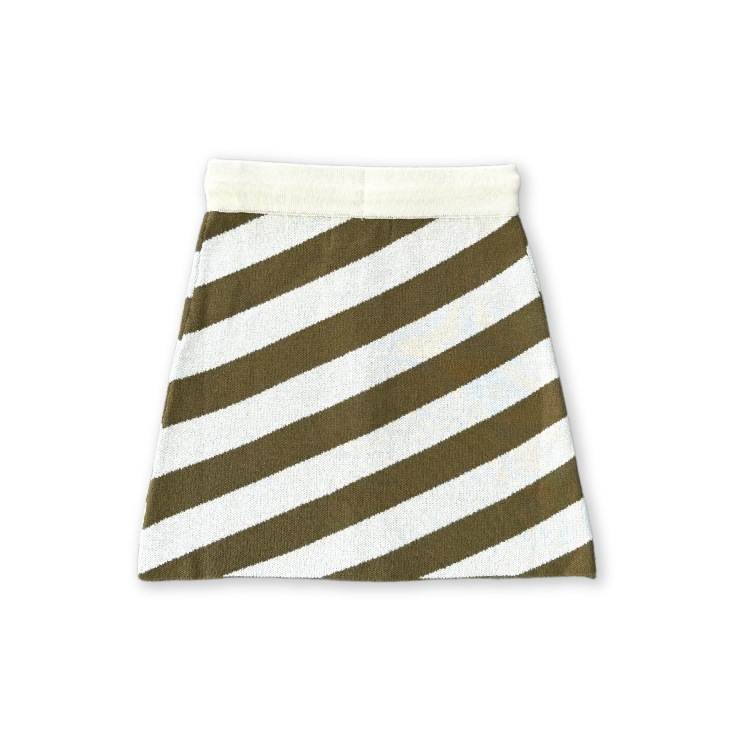 Grown Diagonal Stripe Knit Skirt - Coffee