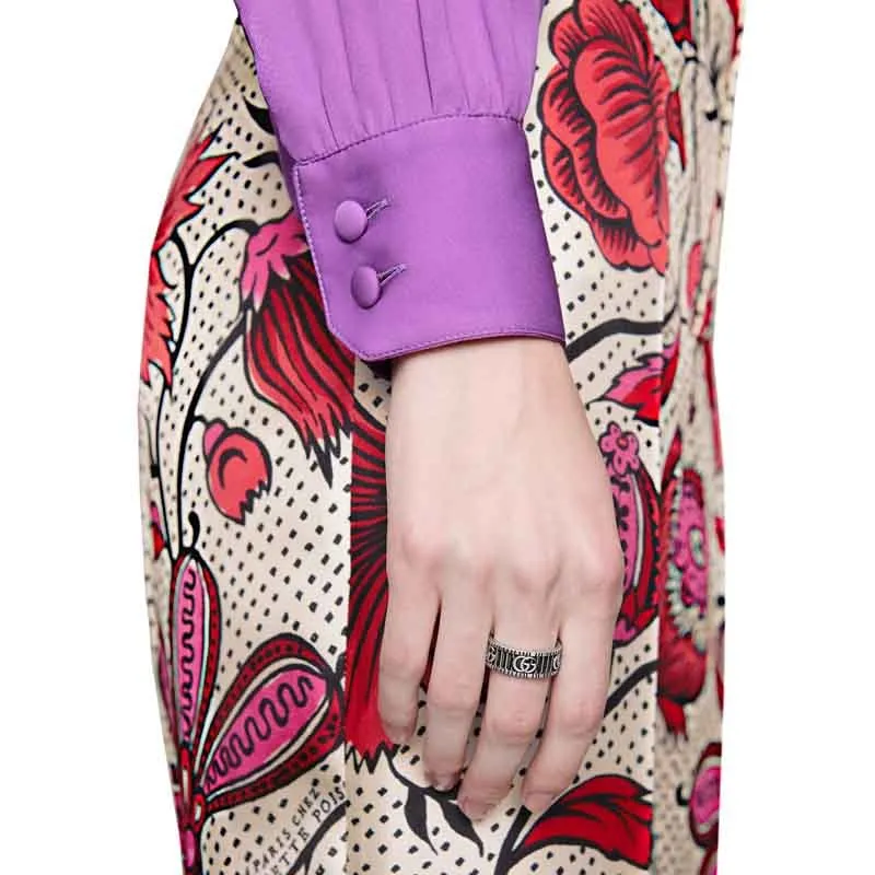 Gucci GG Marmont Motif Aged Silver Thin Ring