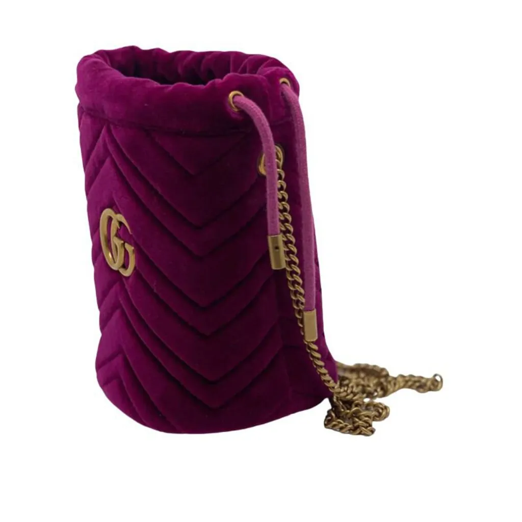 Gucci Marmont Matelass Velvet Bucket Bag