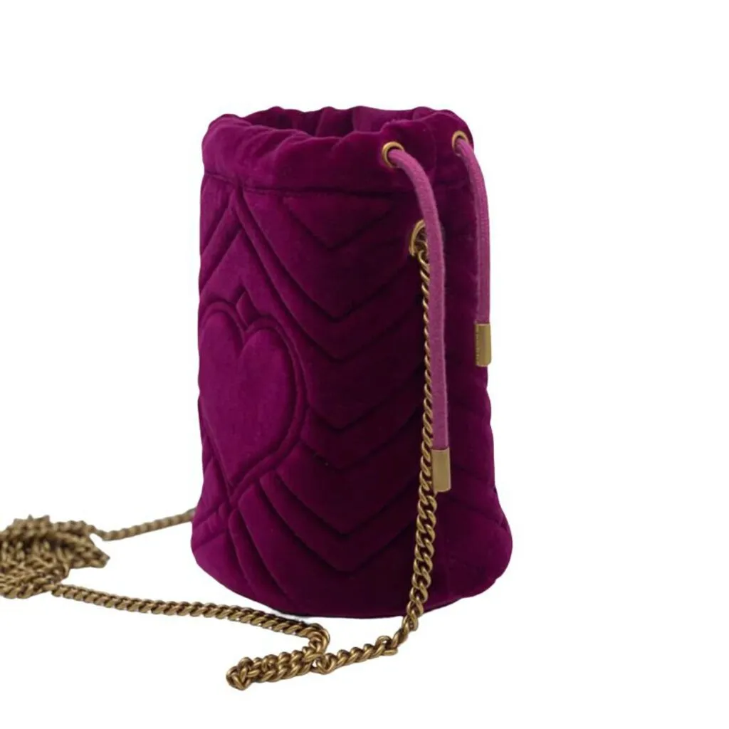 Gucci Marmont Matelass Velvet Bucket Bag