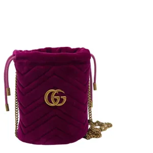 Gucci Marmont Matelass Velvet Bucket Bag