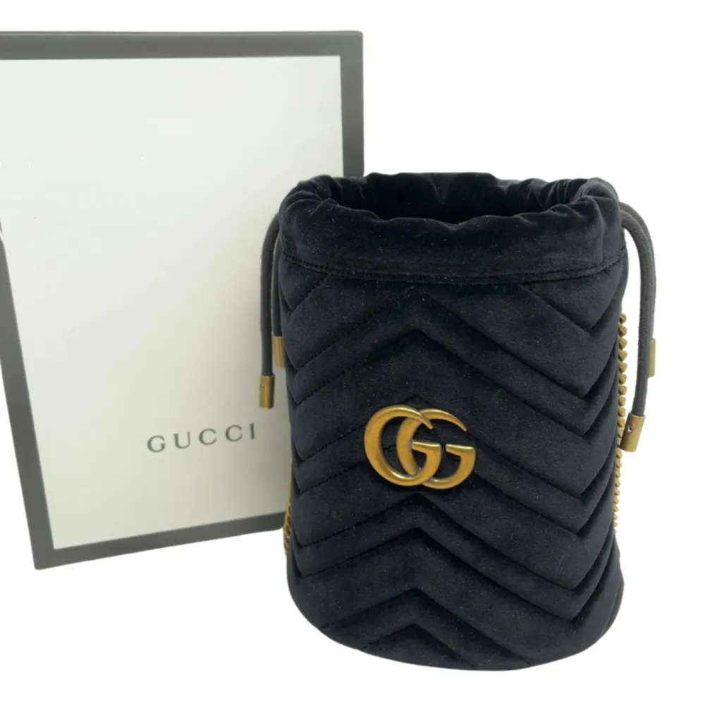 Gucci Marmont Matelass Velvet Bucket Bag