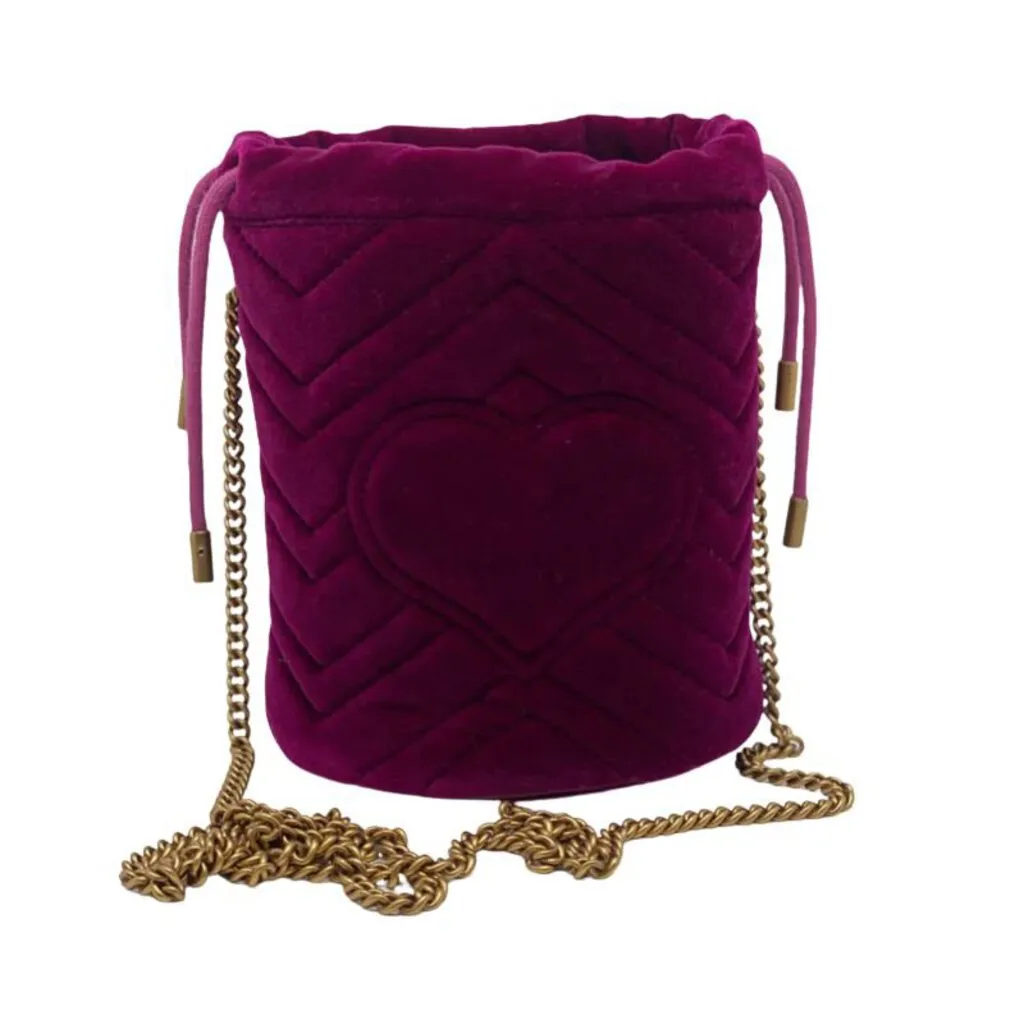 Gucci Marmont Matelass Velvet Bucket Bag