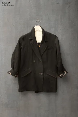 Japanese Linen Blanchett Linen Jacket - Black - S, M