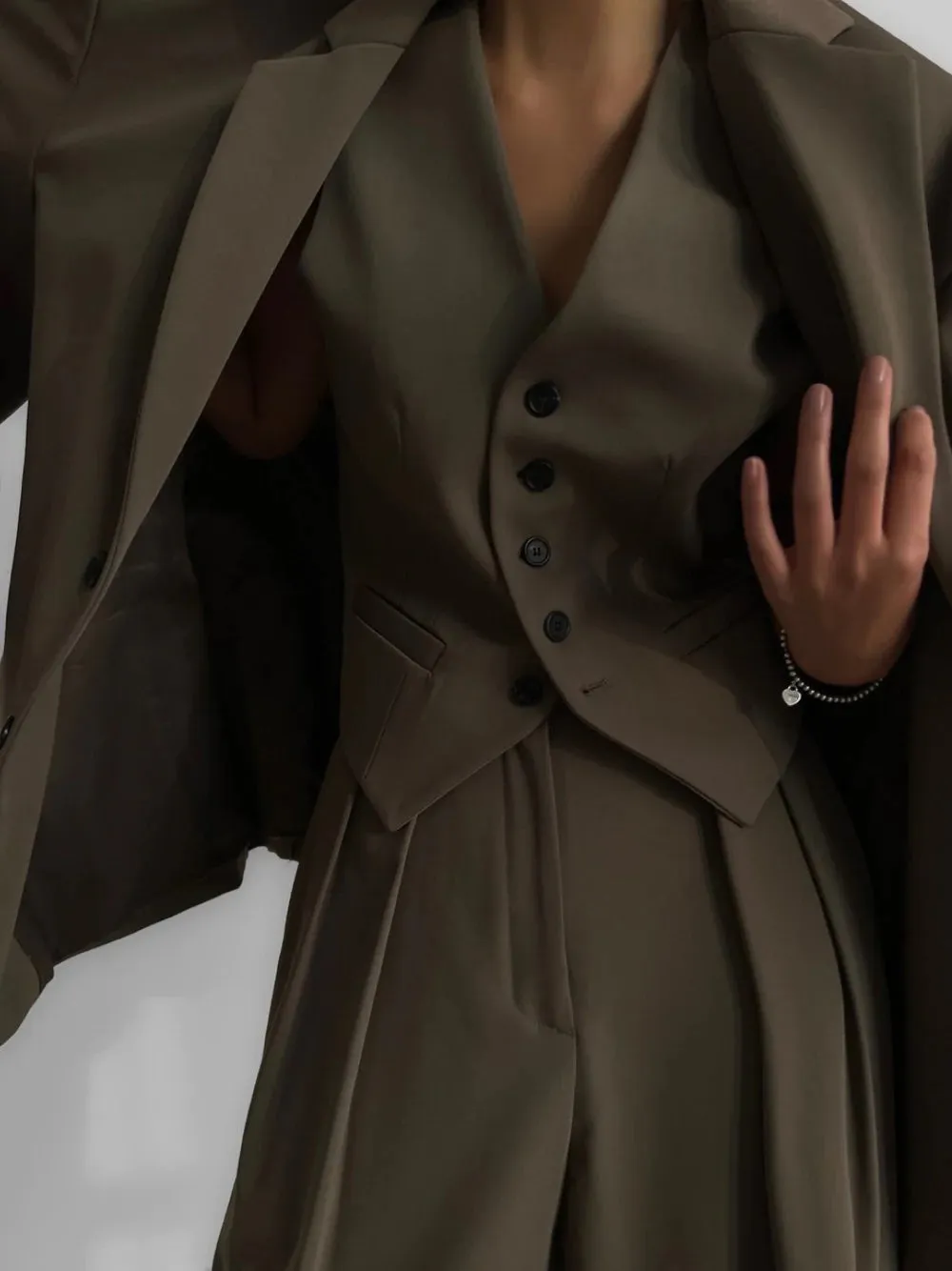 Khaki Button Up Vest