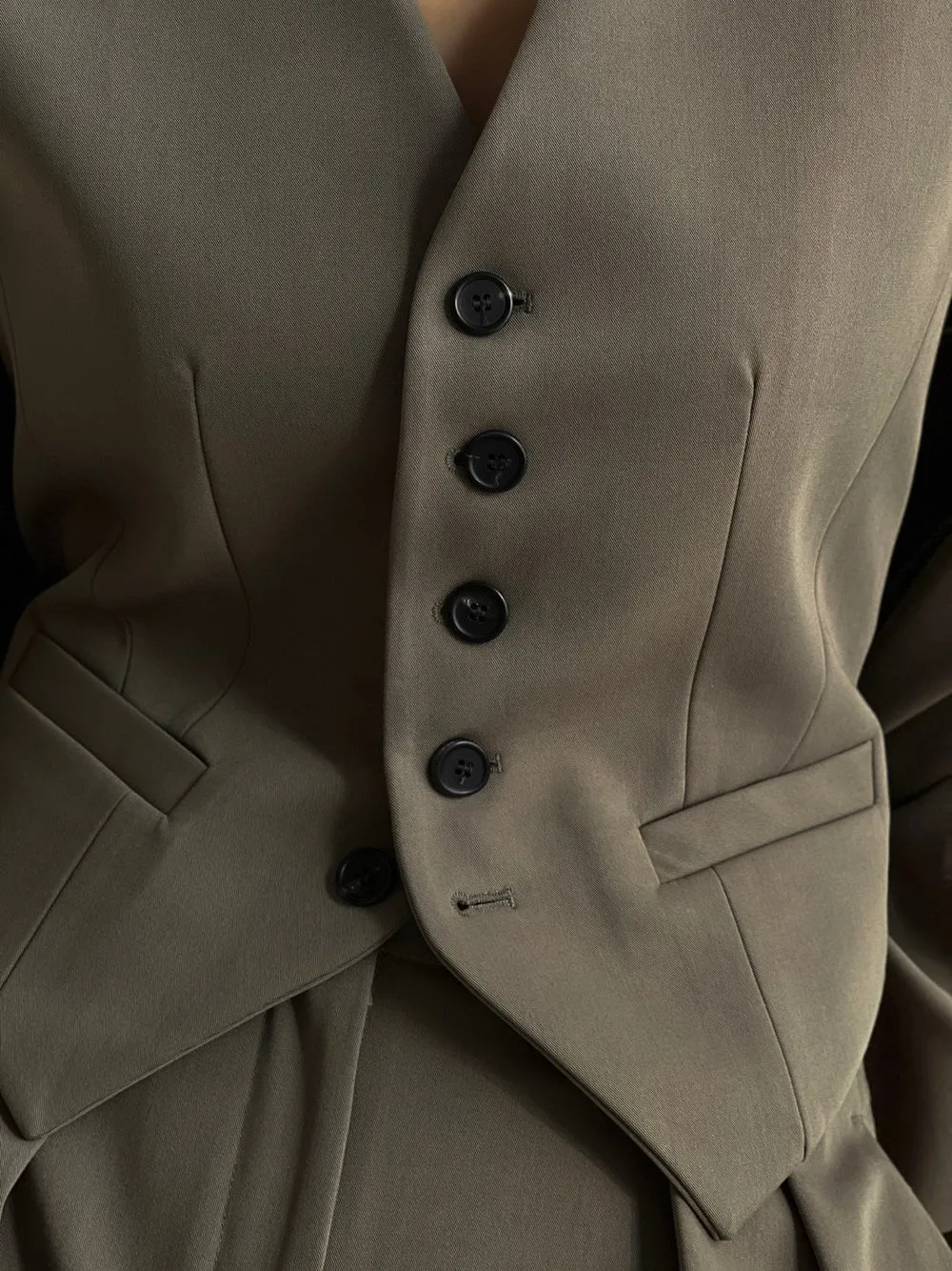 Khaki Button Up Vest