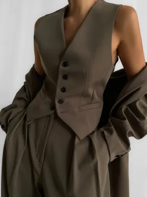 Khaki Button Up Vest