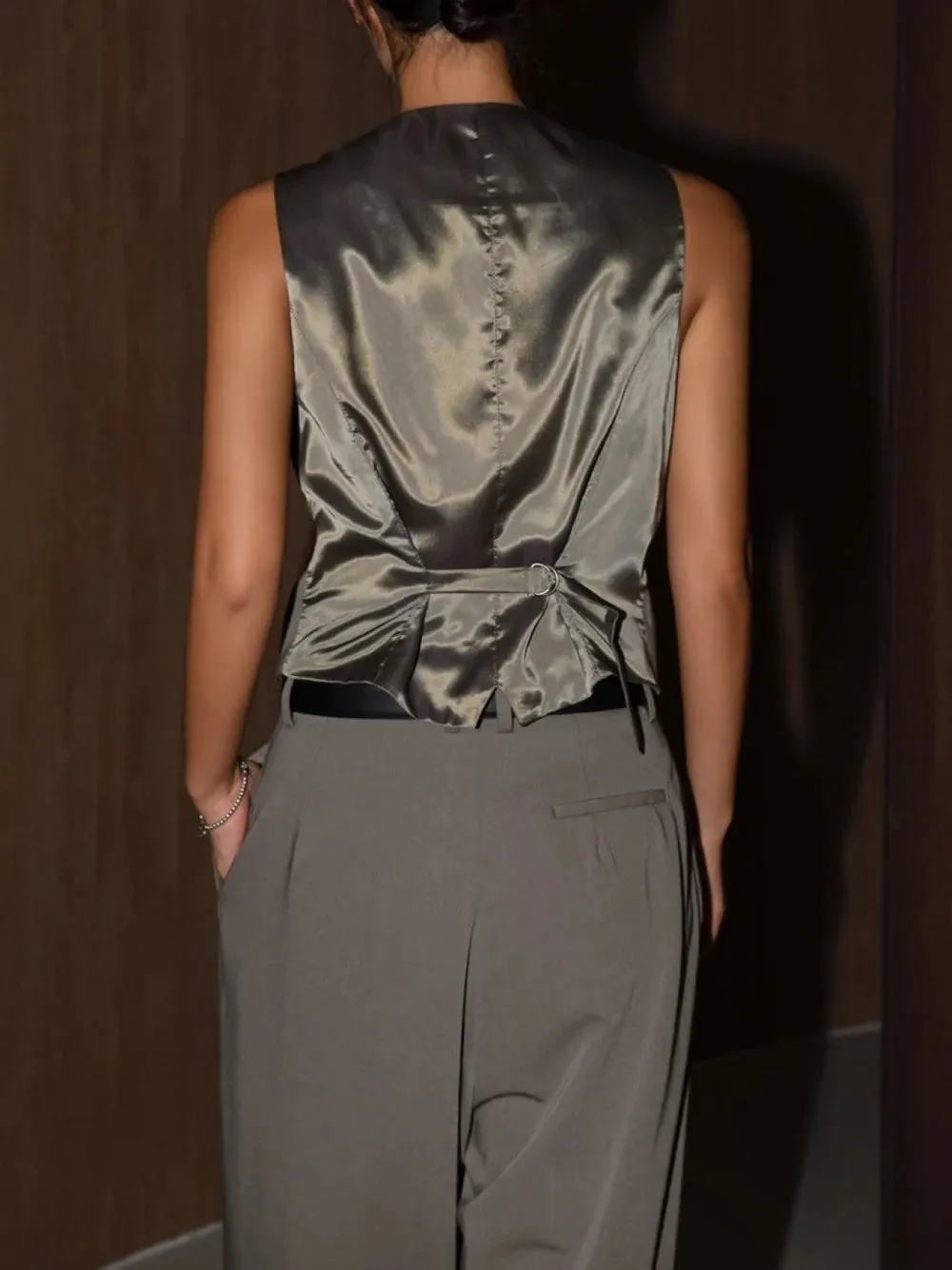 Khaki Button Up Vest