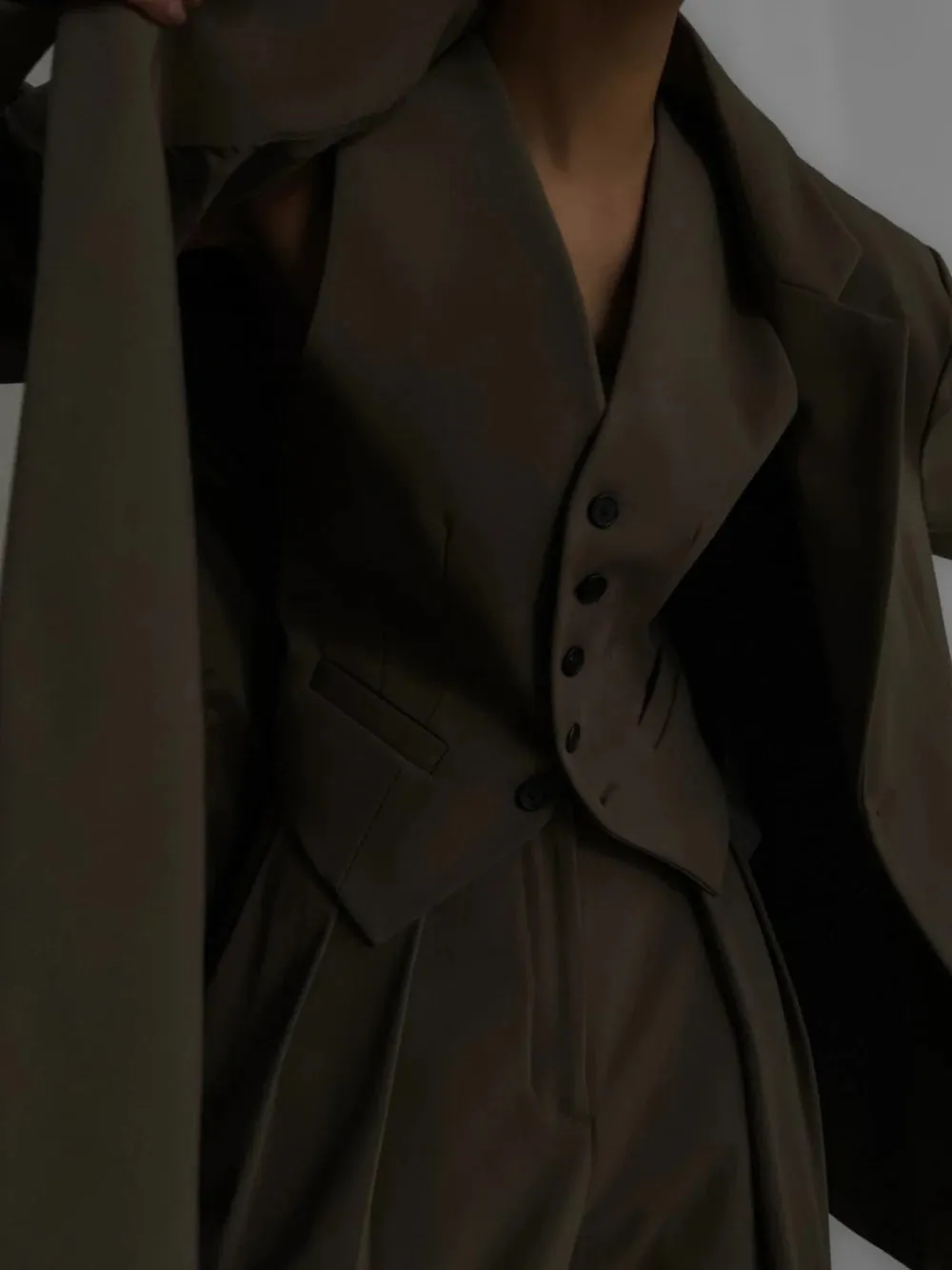 Khaki Button Up Vest