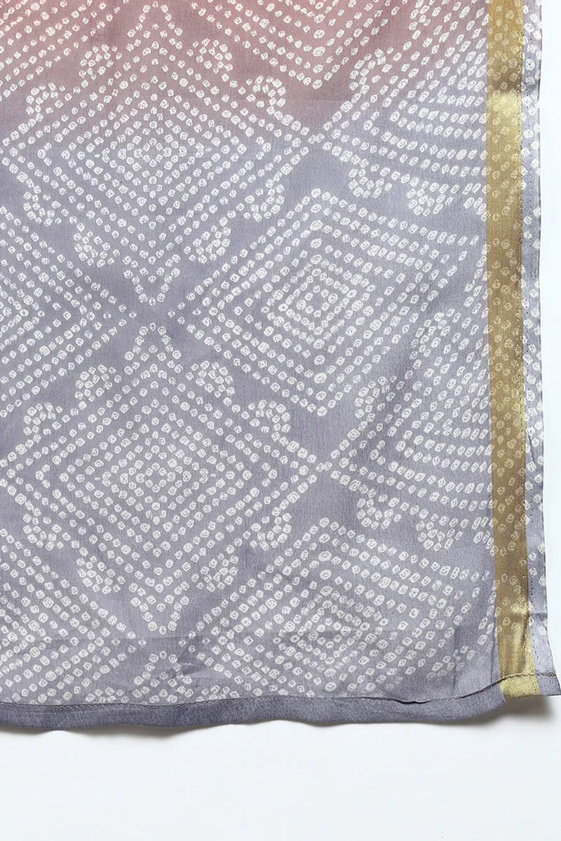 Lavender Cotton Bandhani Straight Suit Set