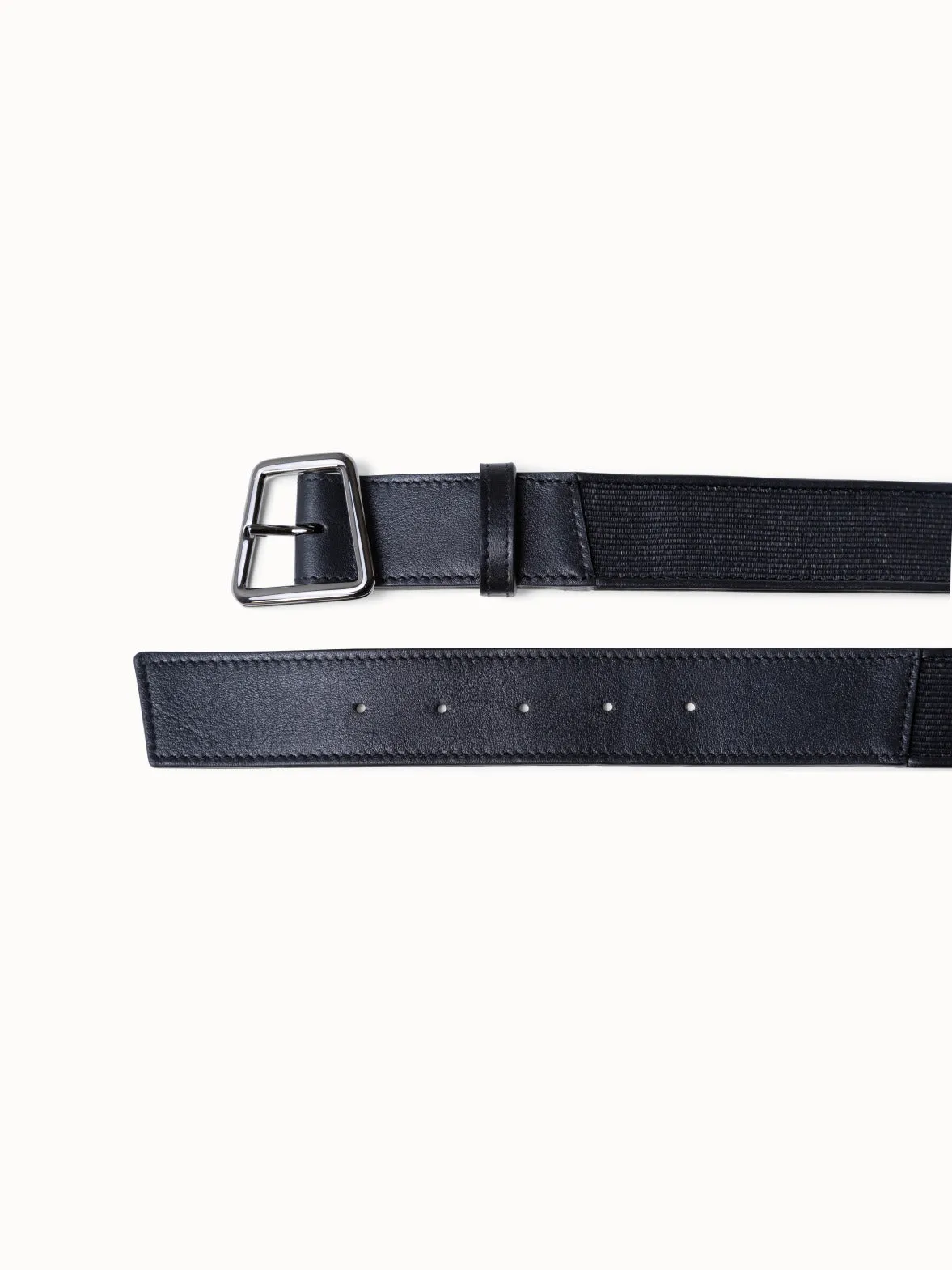 Leather and Horsehair Trapezoid Buckle Belt