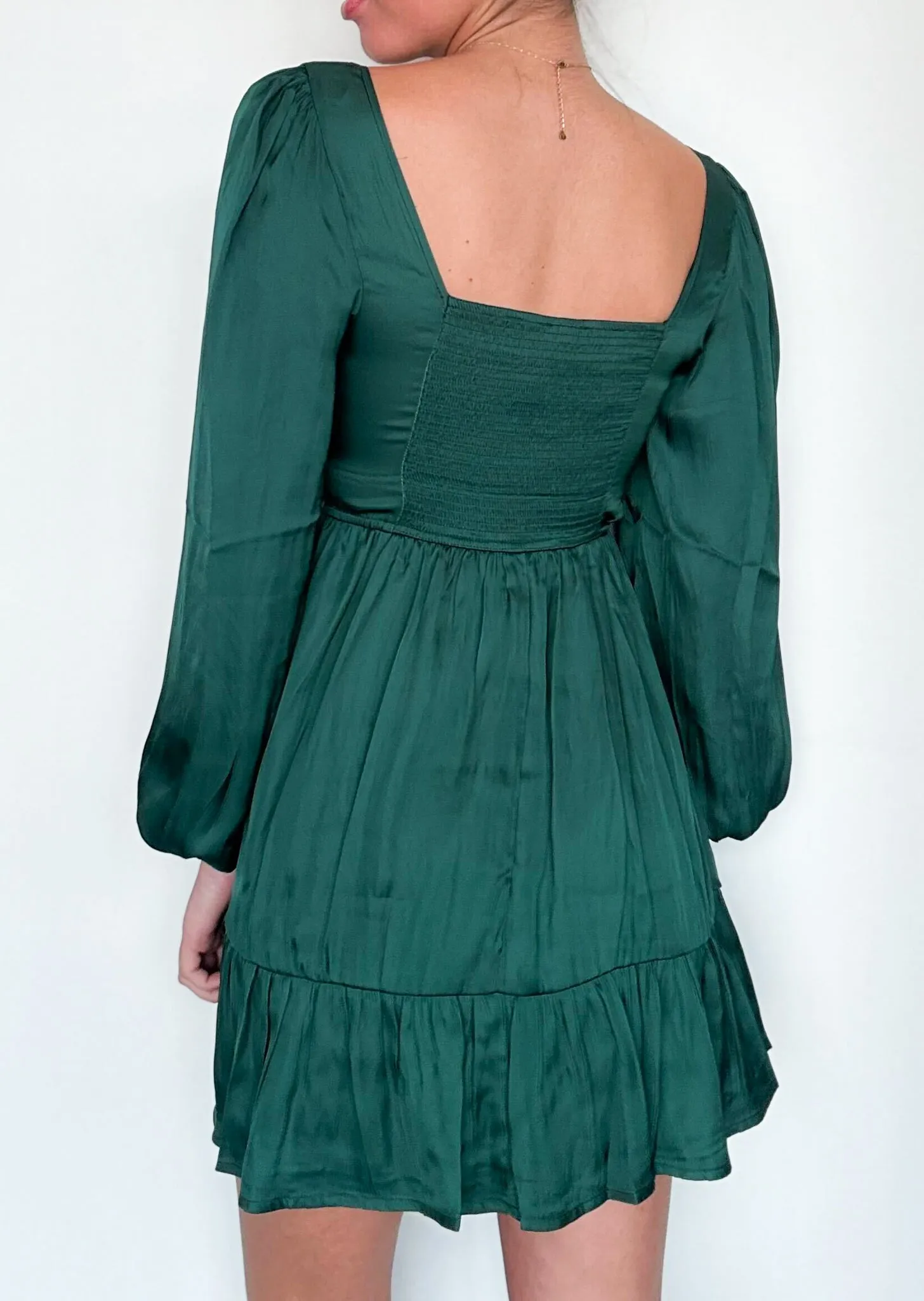 Maria Emerald Square Neck Dress