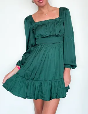 Maria Emerald Square Neck Dress