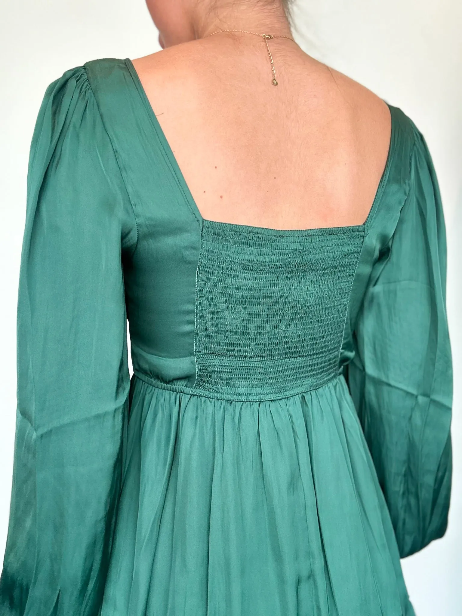 Maria Emerald Square Neck Dress