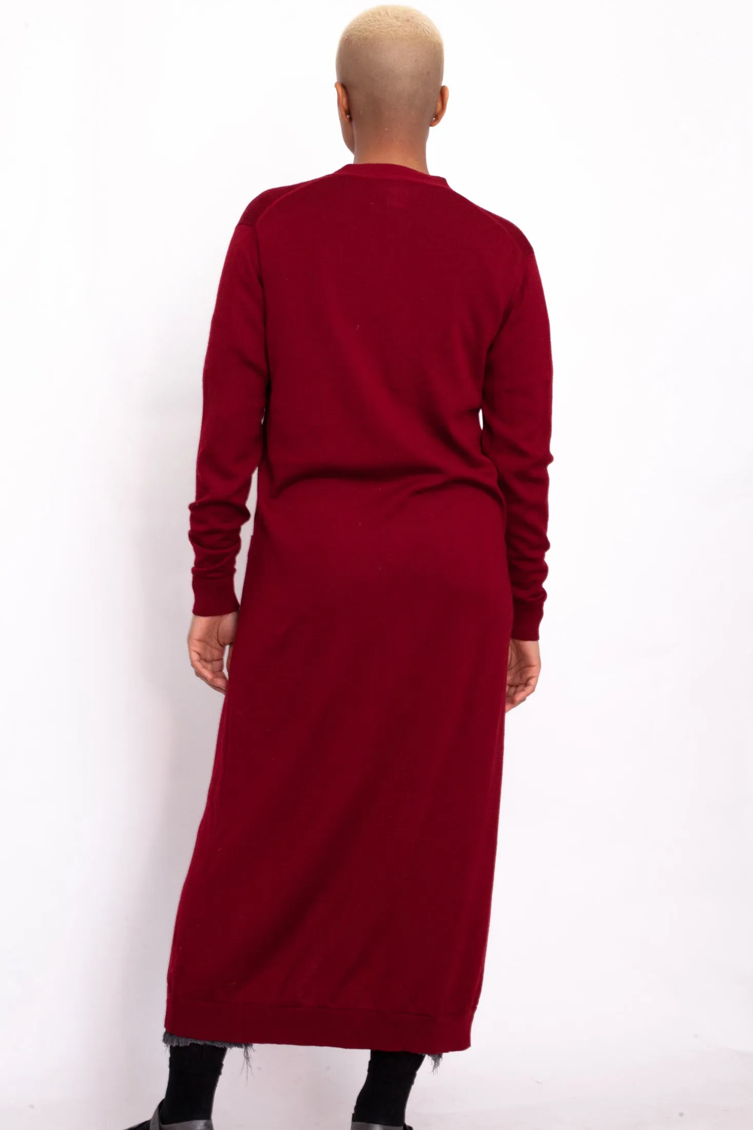 Max Mara Red Wool Maxi Cardigan