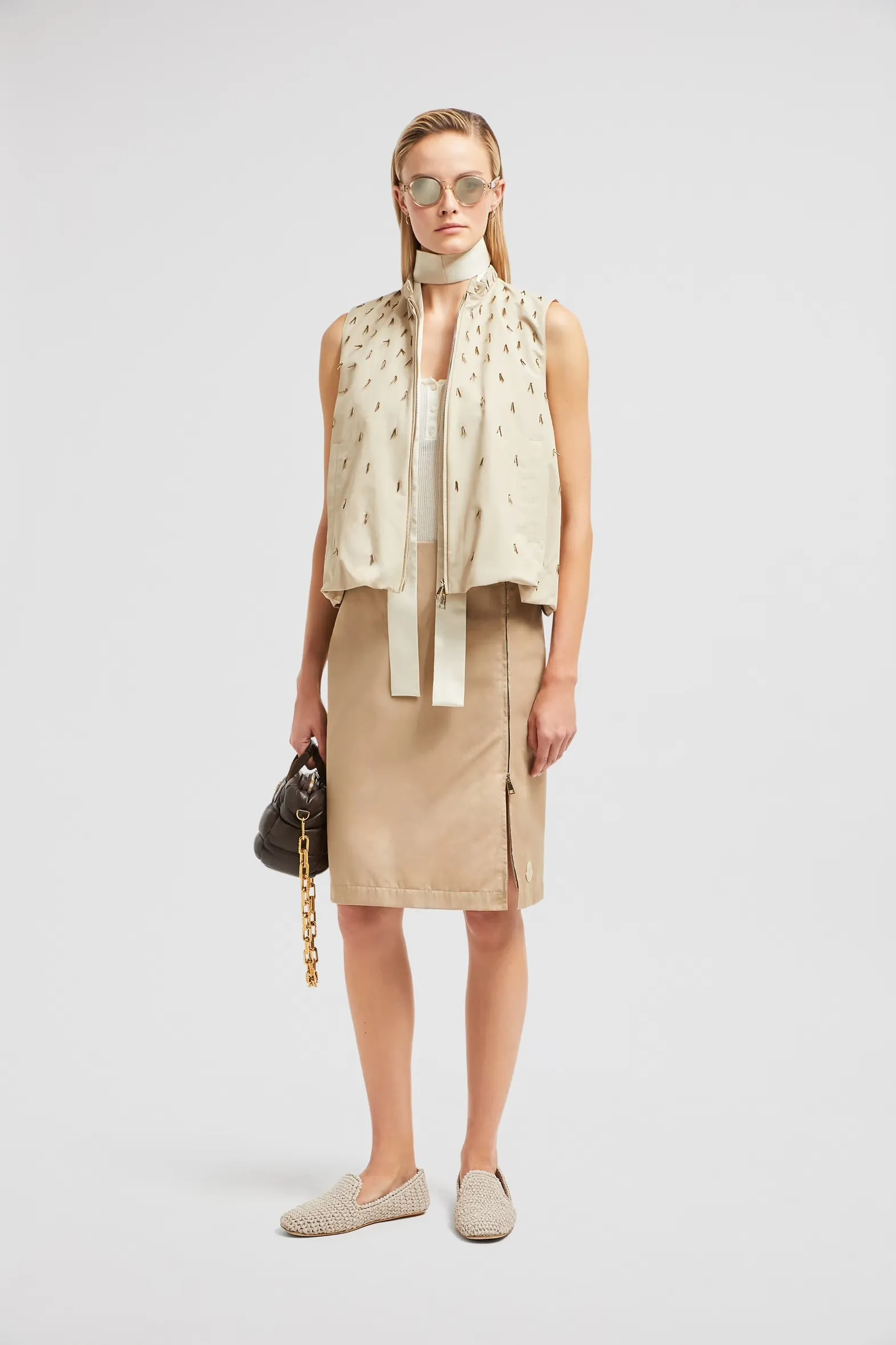 MONCLER LIGHT BEIGE GRUILLY GILET