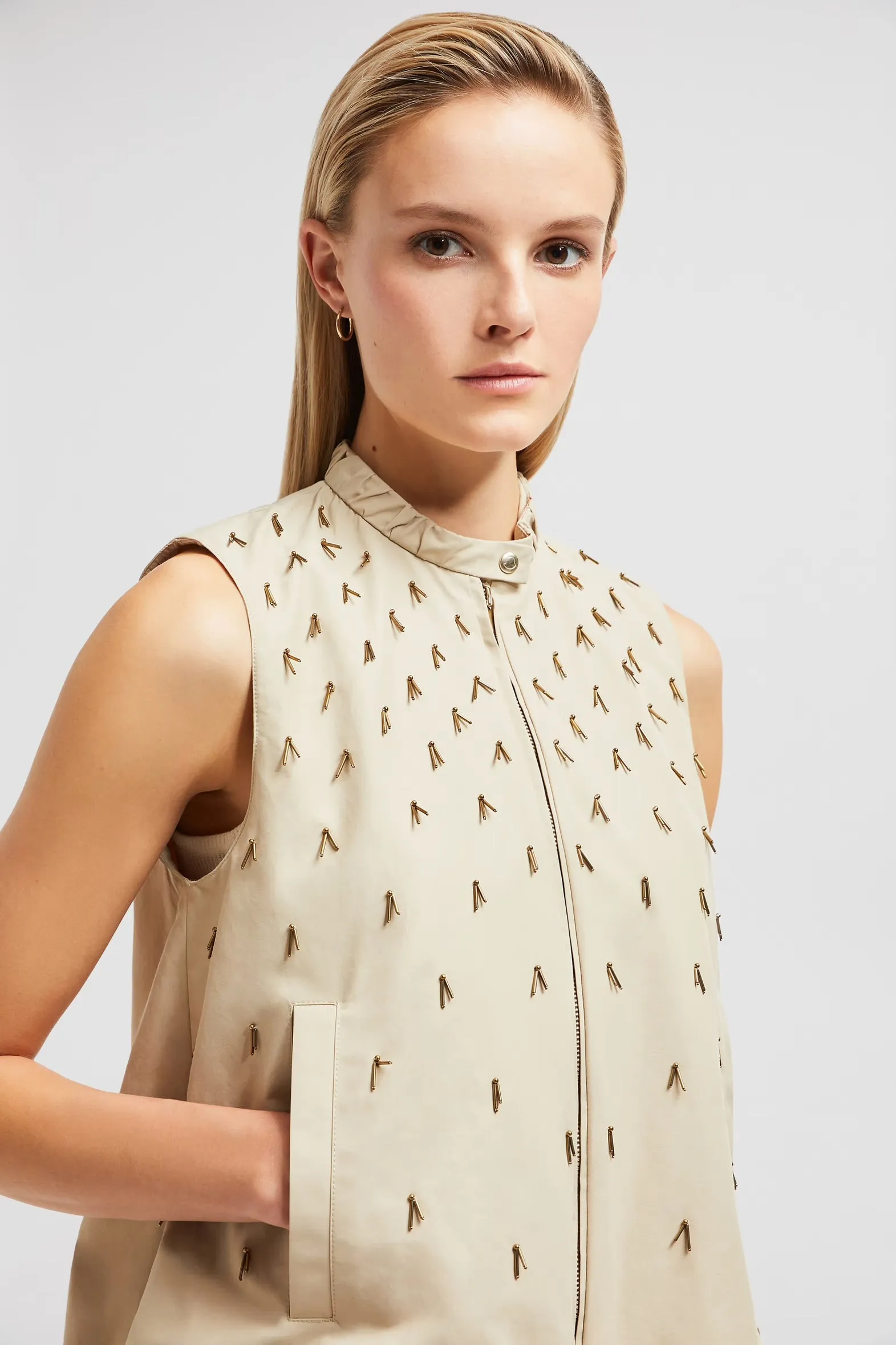 MONCLER LIGHT BEIGE GRUILLY GILET