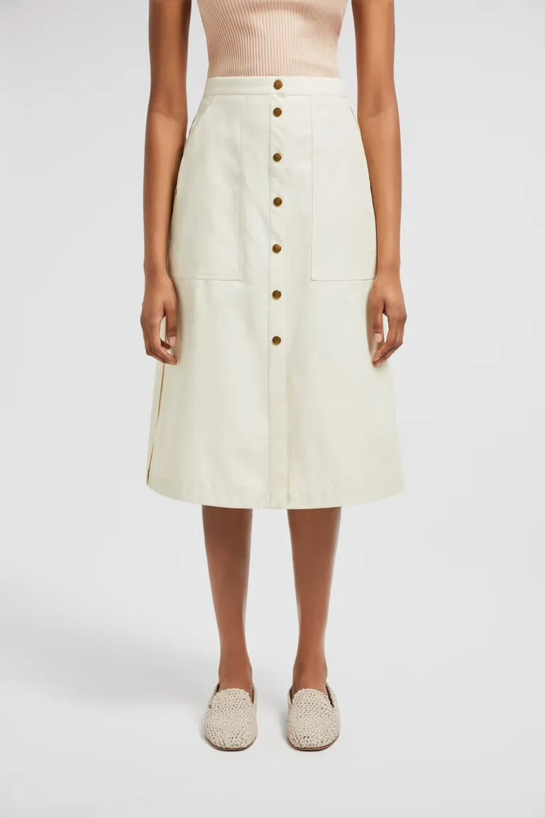 MONCLER WHITE BUTTON-UP SKIRT