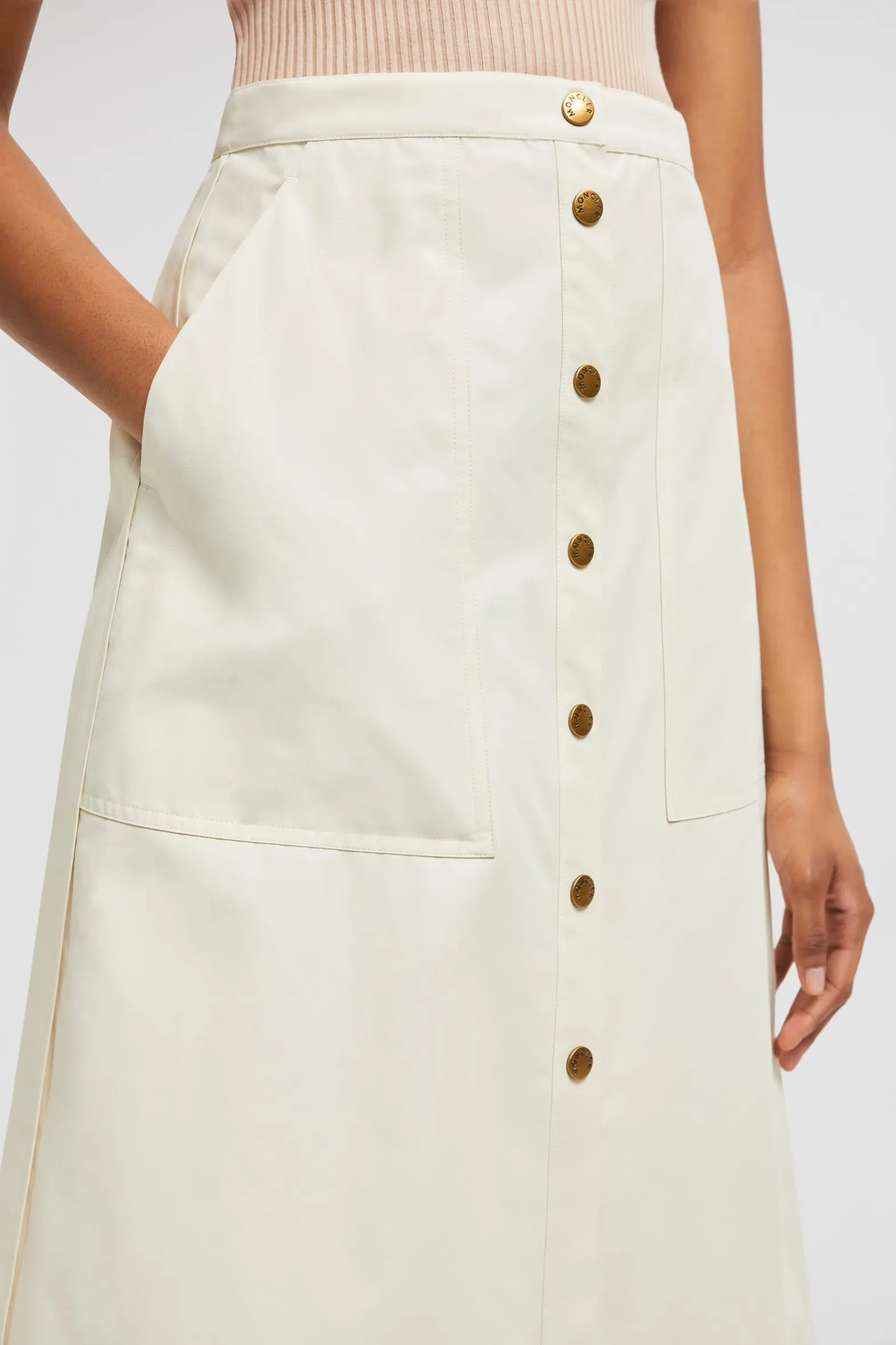 MONCLER WHITE BUTTON-UP SKIRT