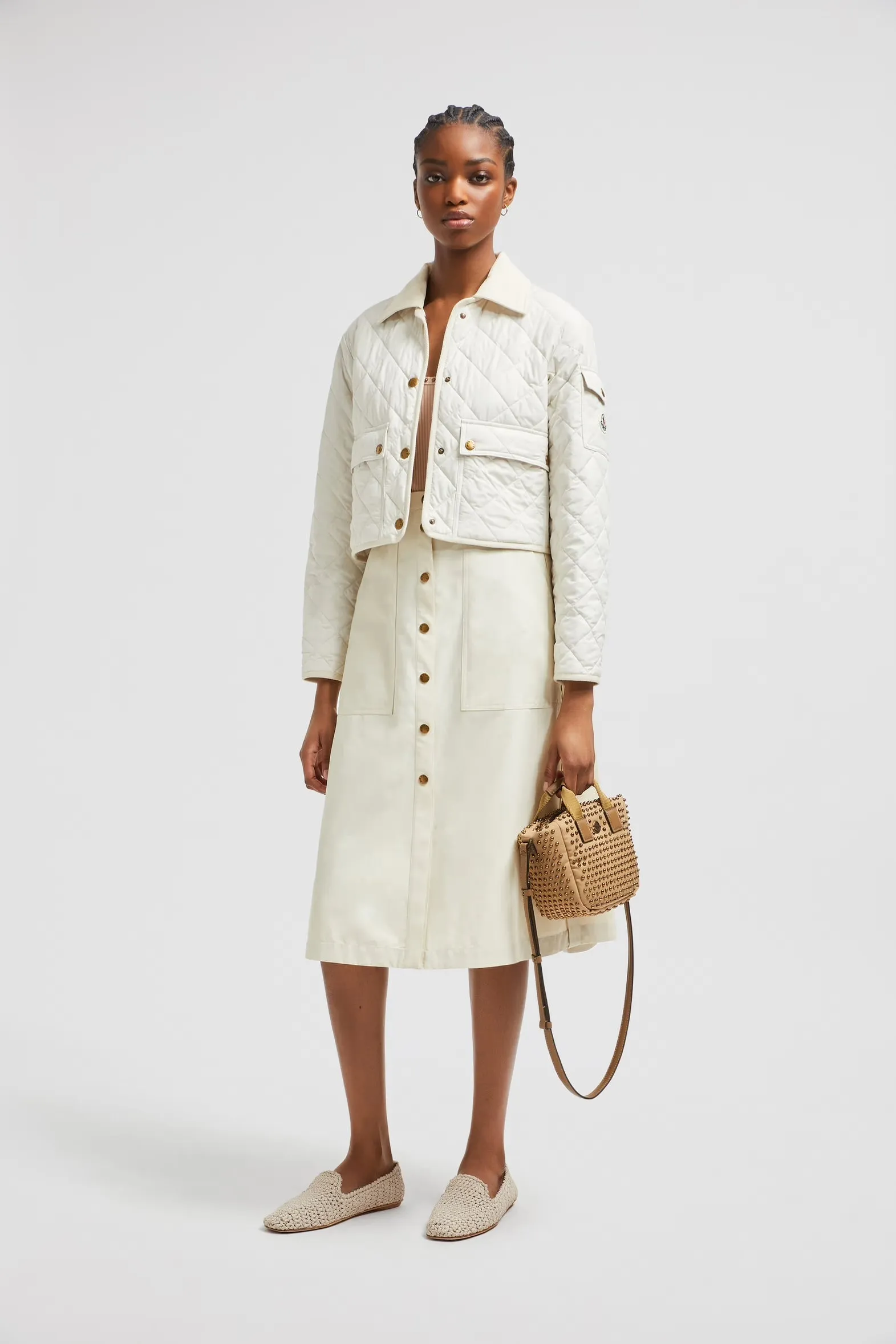 MONCLER WHITE BUTTON-UP SKIRT