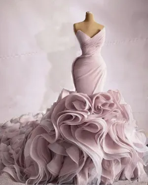 Organza Mermaid Wedding Dress Prom Evening Gown
