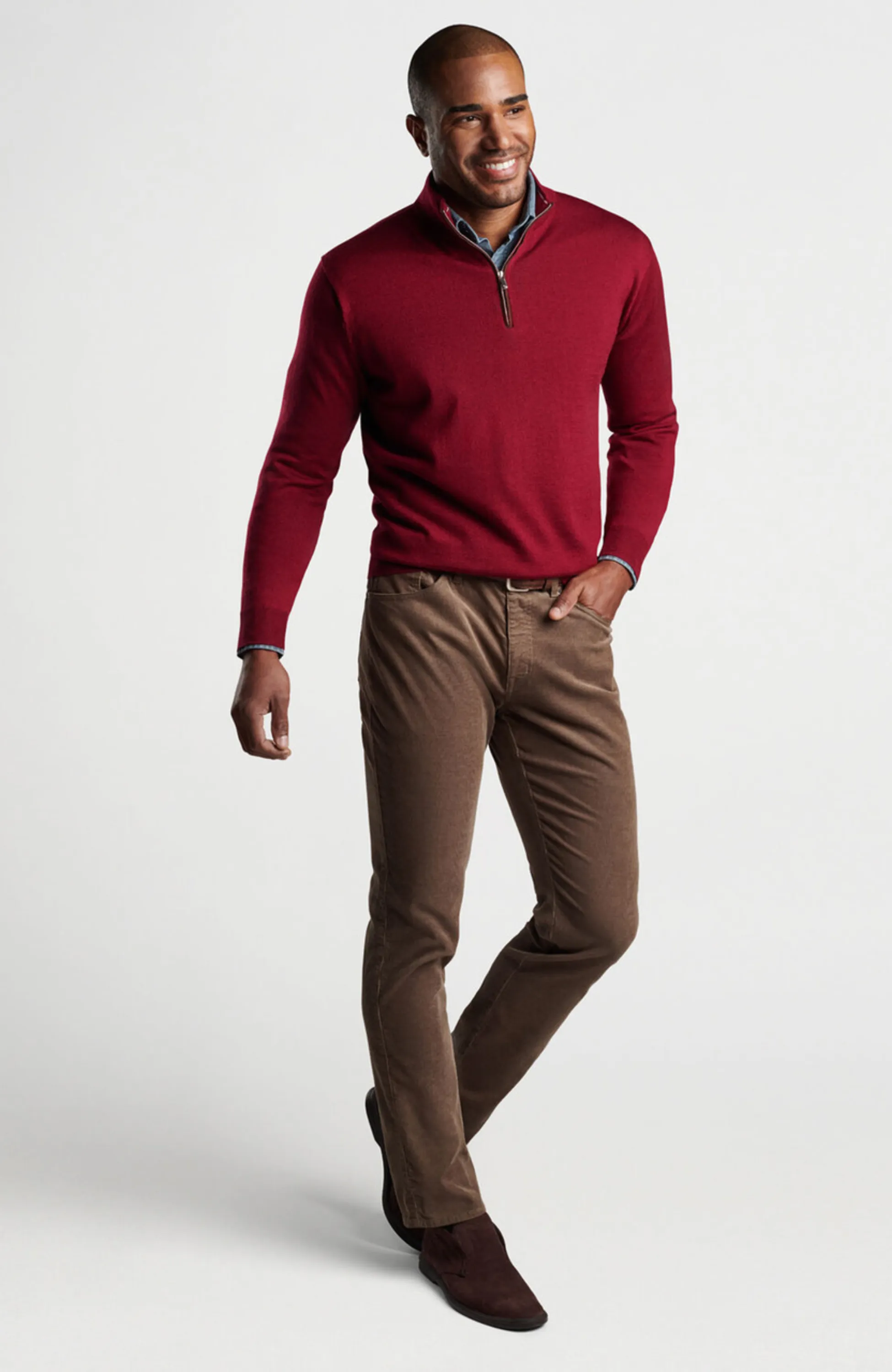 Peter Millar - Autumn Crest Suede Trim Quarter-Zip