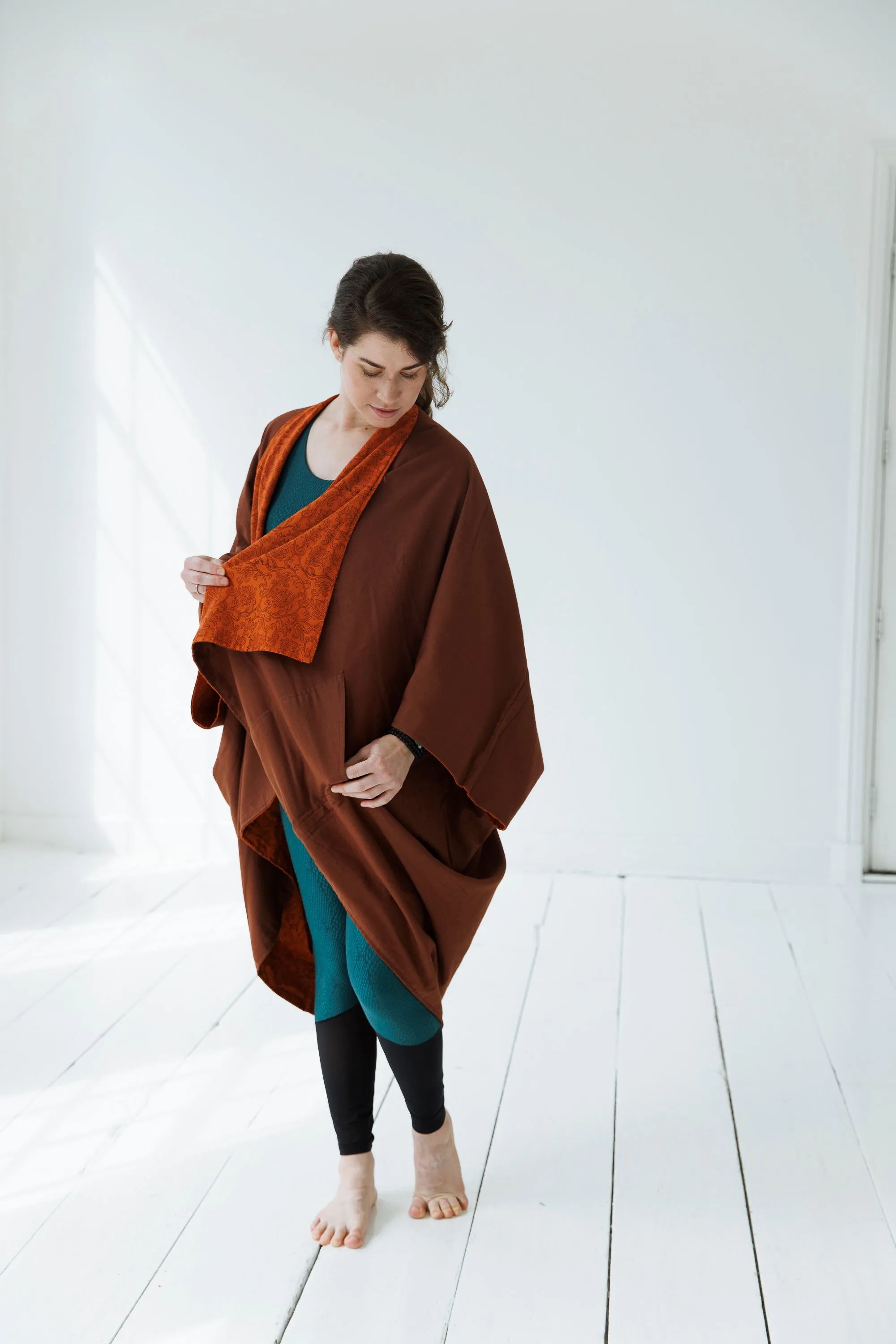 PETITE Cotton Kimono Earth