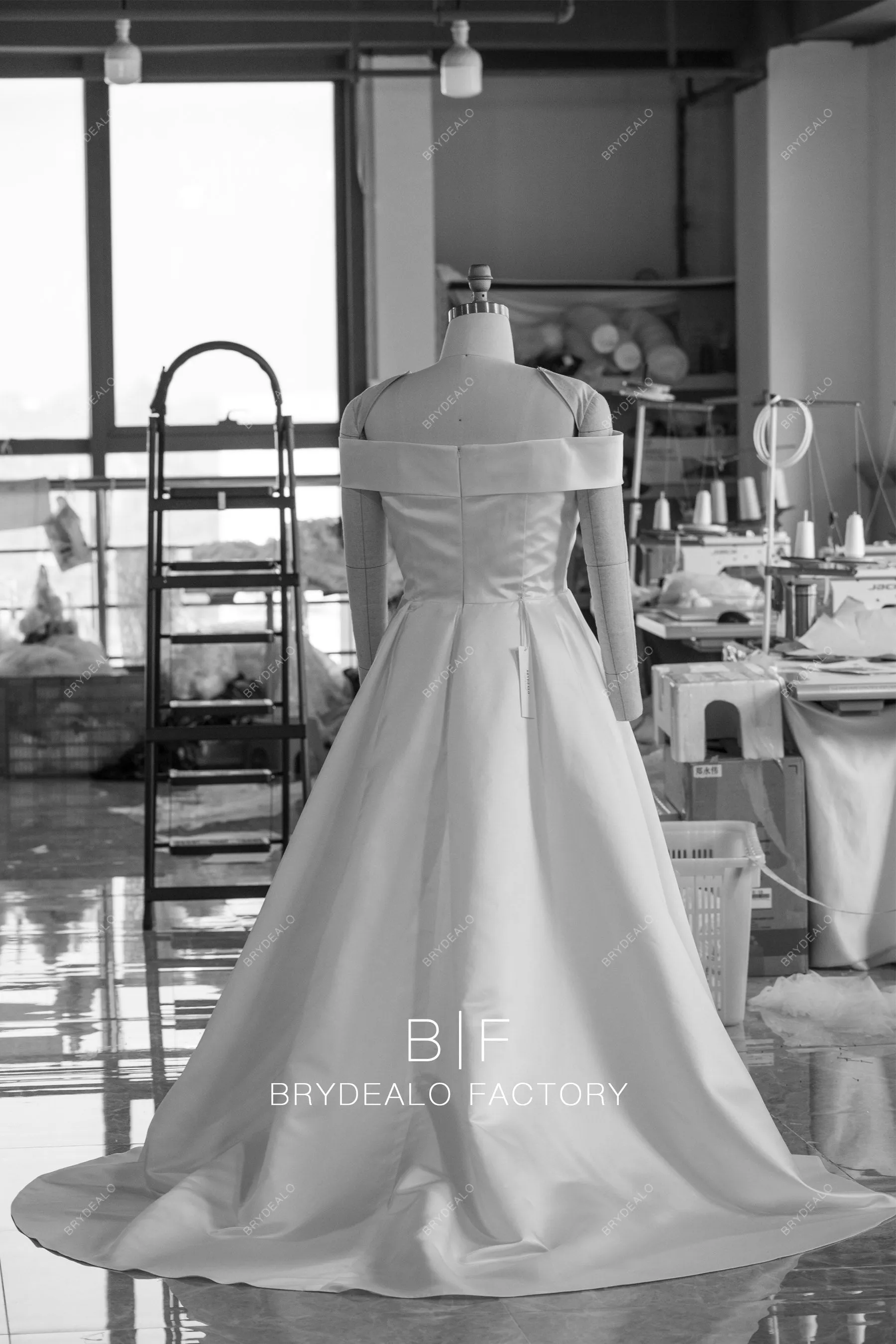 Plus Size Elegant Off Shoulder Satin A-line Simple Wedding Dress