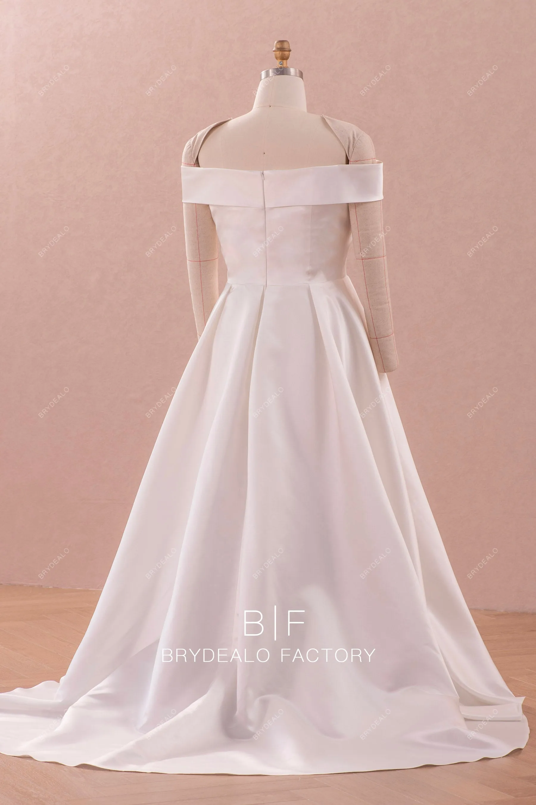 Plus Size Elegant Off Shoulder Satin A-line Simple Wedding Dress