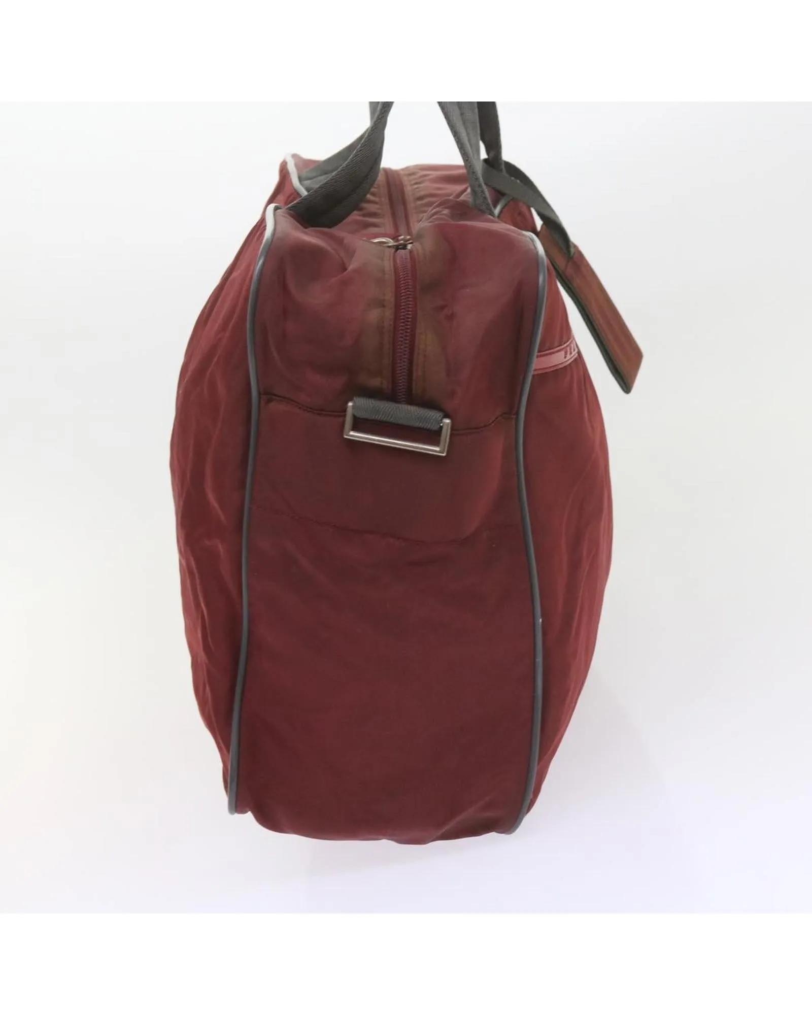 Red Nylon Boston Bag with Padlock and Name Tag - Authentic Prada