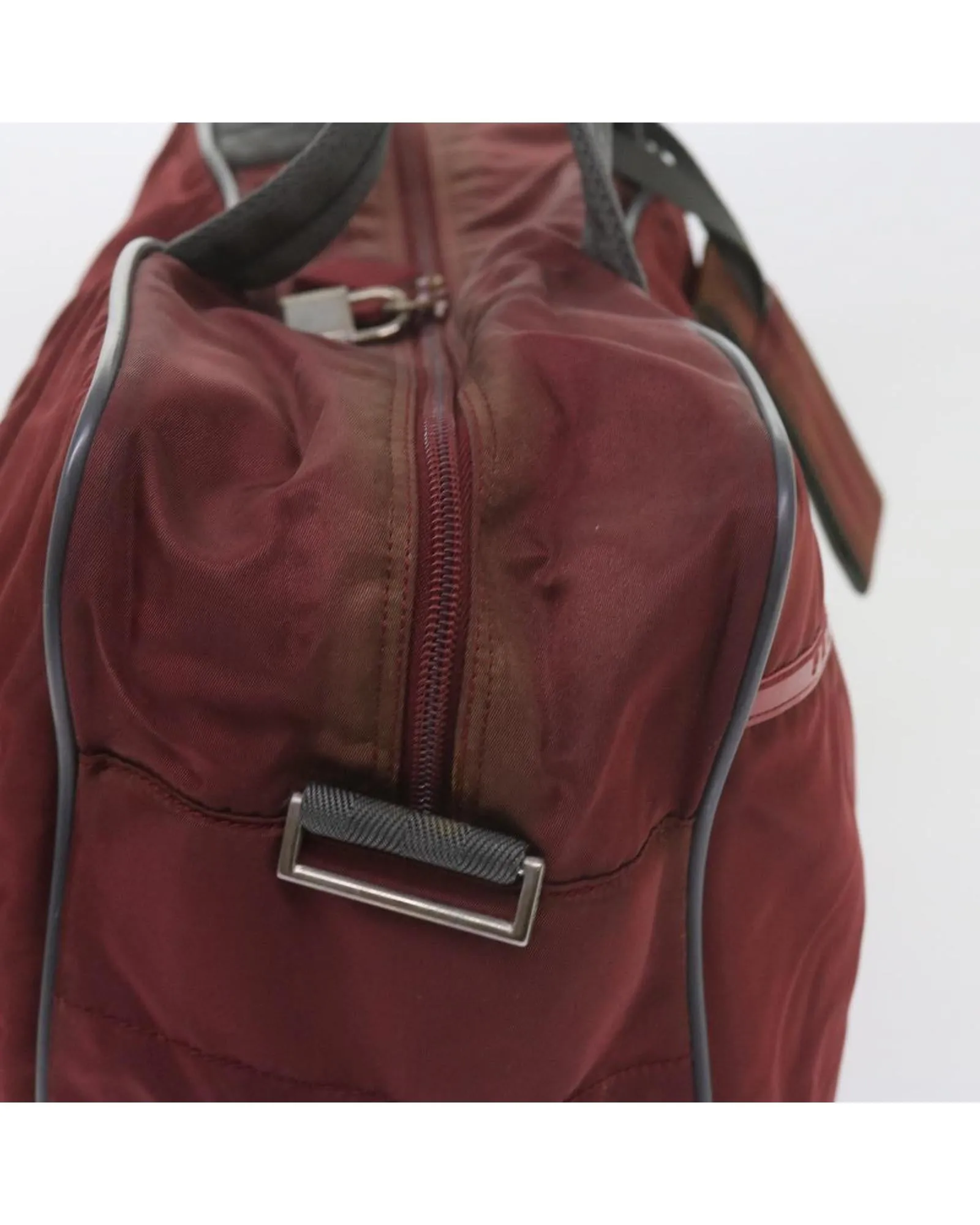 Red Nylon Boston Bag with Padlock and Name Tag - Authentic Prada