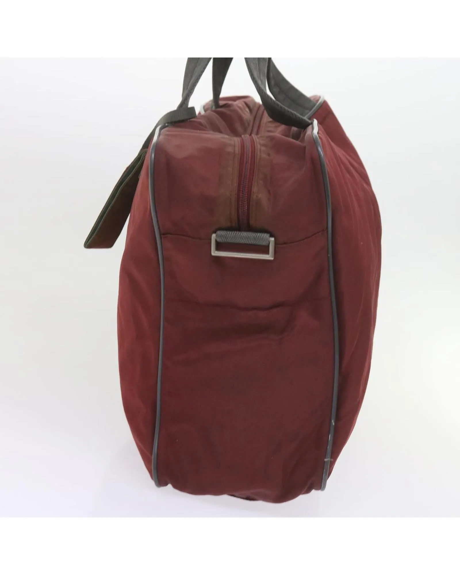 Red Nylon Boston Bag with Padlock and Name Tag - Authentic Prada