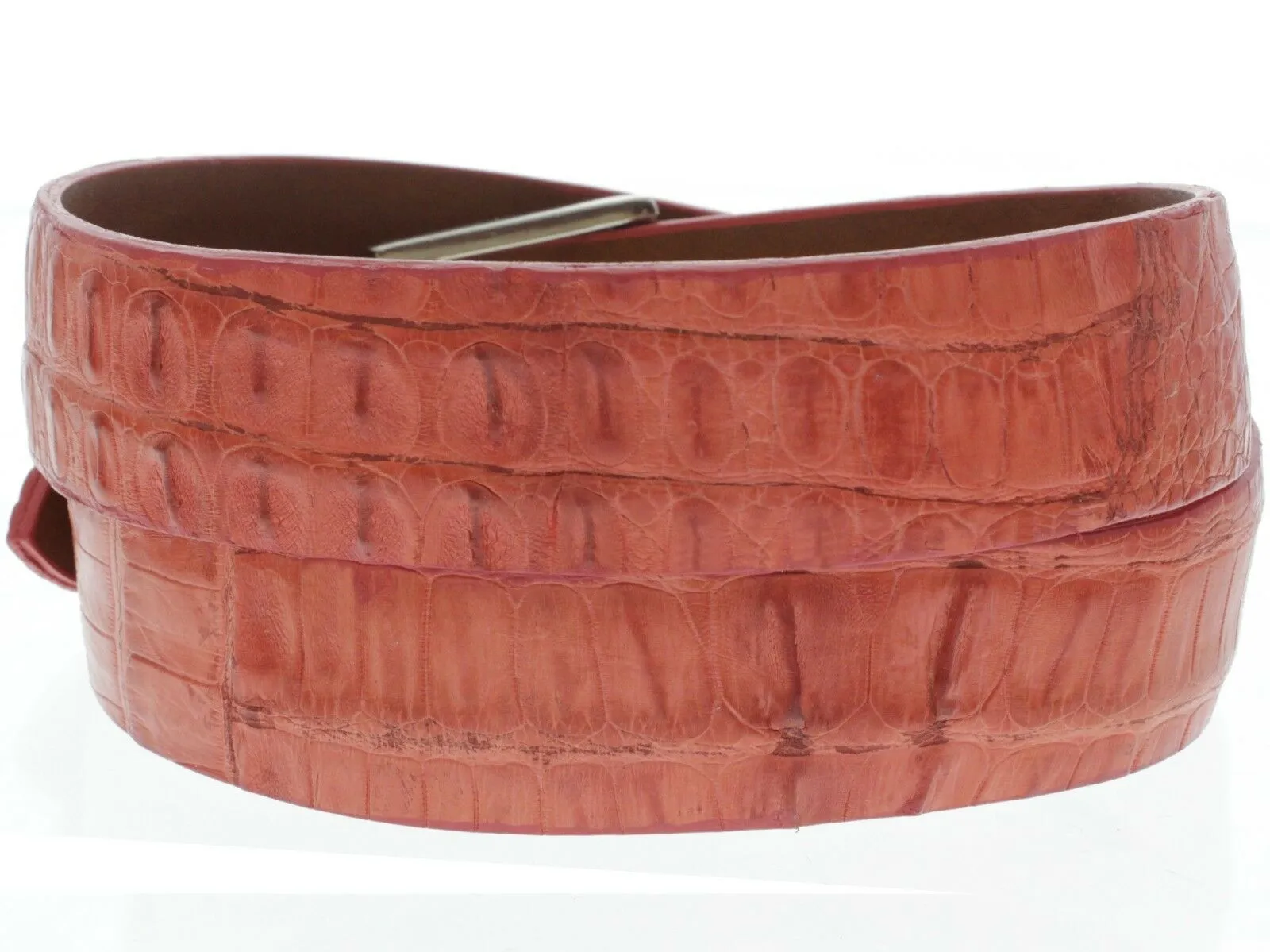 Red Western Leather Belt Genuine Crocodile Skin Removable Buckle - #100G
