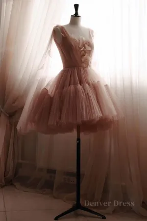 Simple tulle short prom dress tulle homecoming dress