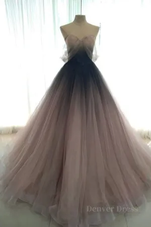Sweetheart Neck Open Back Ombre Long Prom Dress Ombre Formal Evening Dress