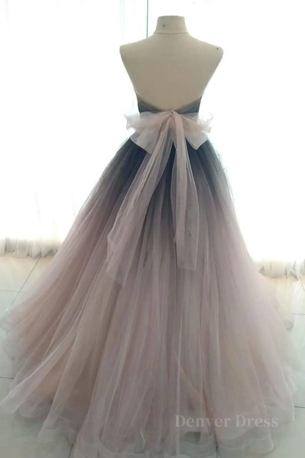 Sweetheart Neck Open Back Ombre Long Prom Dress Ombre Formal Evening Dress