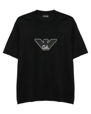 T-shirt Emporio Armani Nera con Logo Ricamato