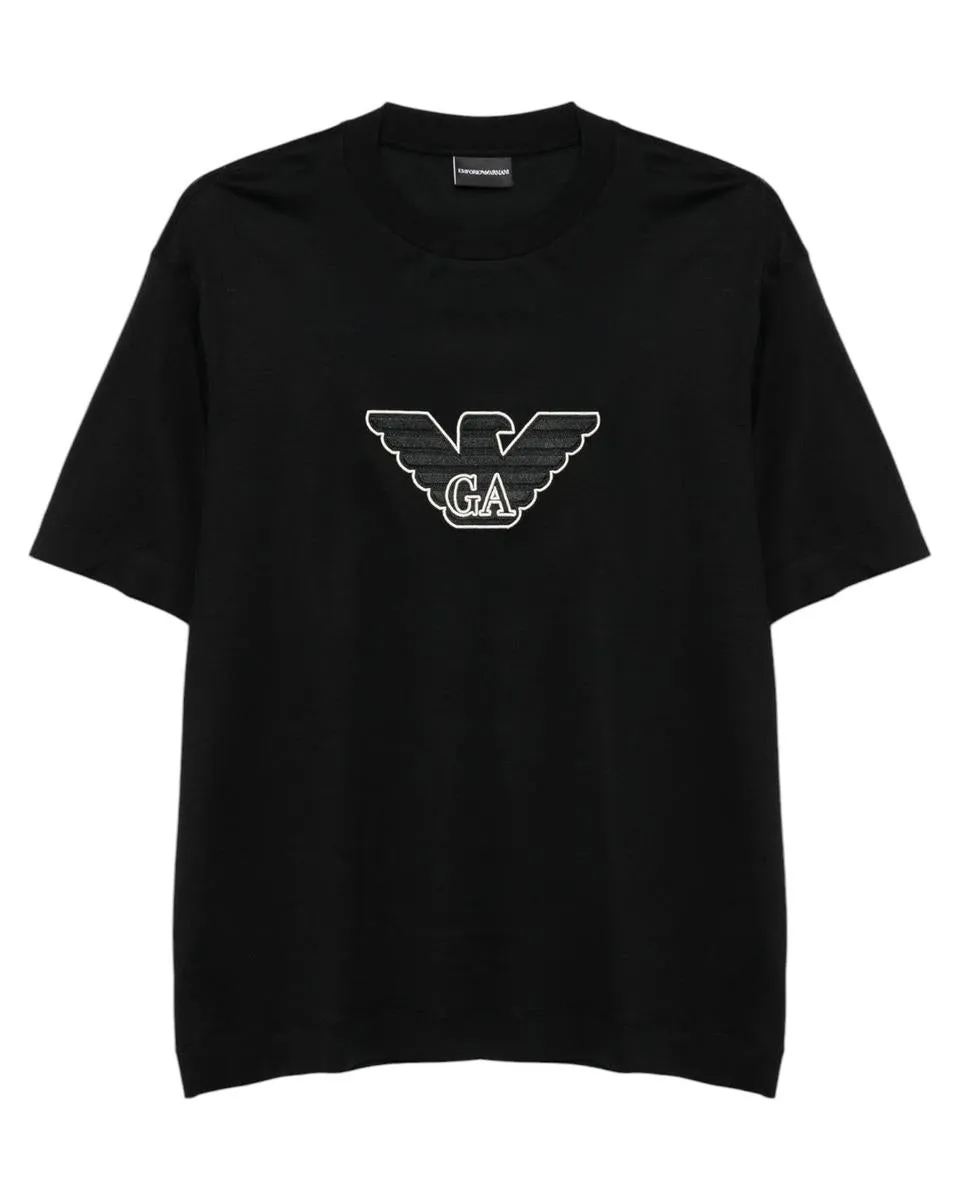 T-shirt Emporio Armani Nera con Logo Ricamato