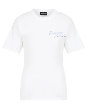 T-shirt in jersey con ricamo logo multicolor