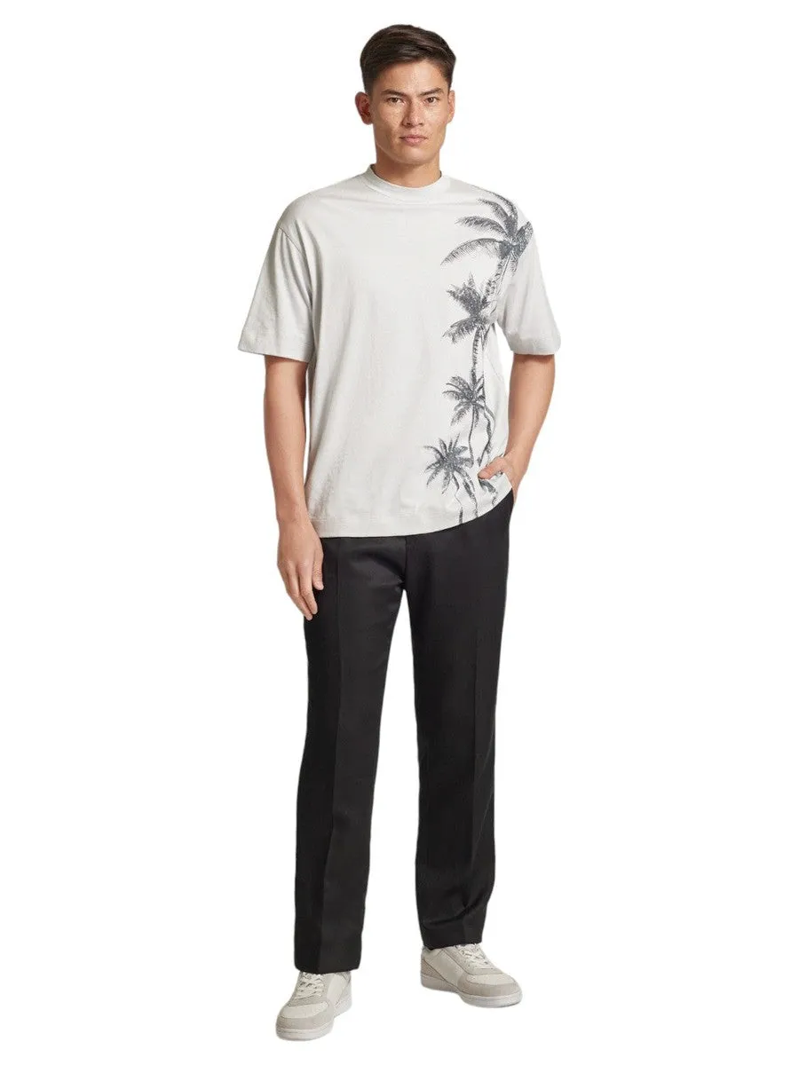 T-shirt stampa palme in cotone